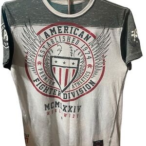American Fighter Gray and Red Short Sleeve Tee